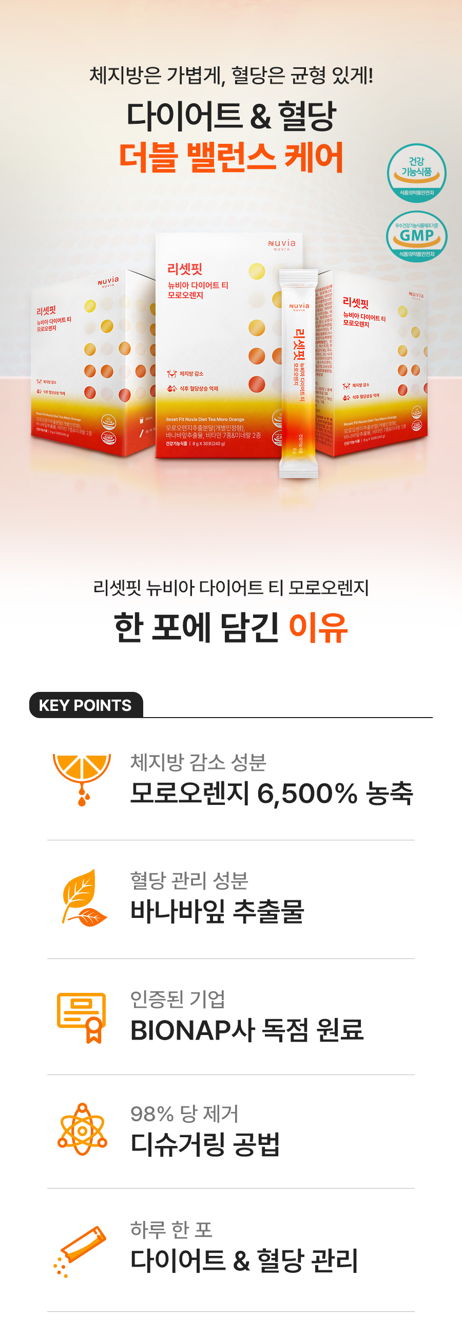 리셋핏 뉴비아 다이어트 티 모로오렌지